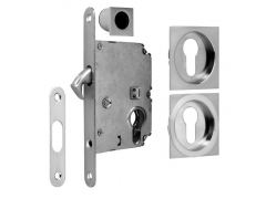 KIT CORREDERA LLAVE ROSETA CUADRADA NÍQUEL SATINADO